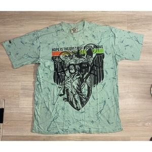 Vintage Black Label Premium Hope T Shirt Mens Sz 4XL Green AOP Blue Embroidered